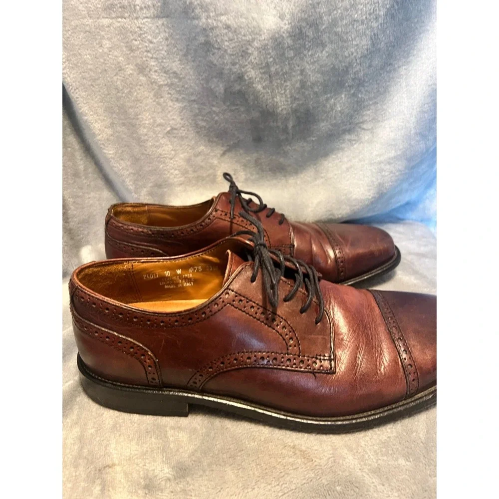 Bostonian Cap Toe Oxford Dress Shoes Mens Size 10W‎ Brown Leather Italy